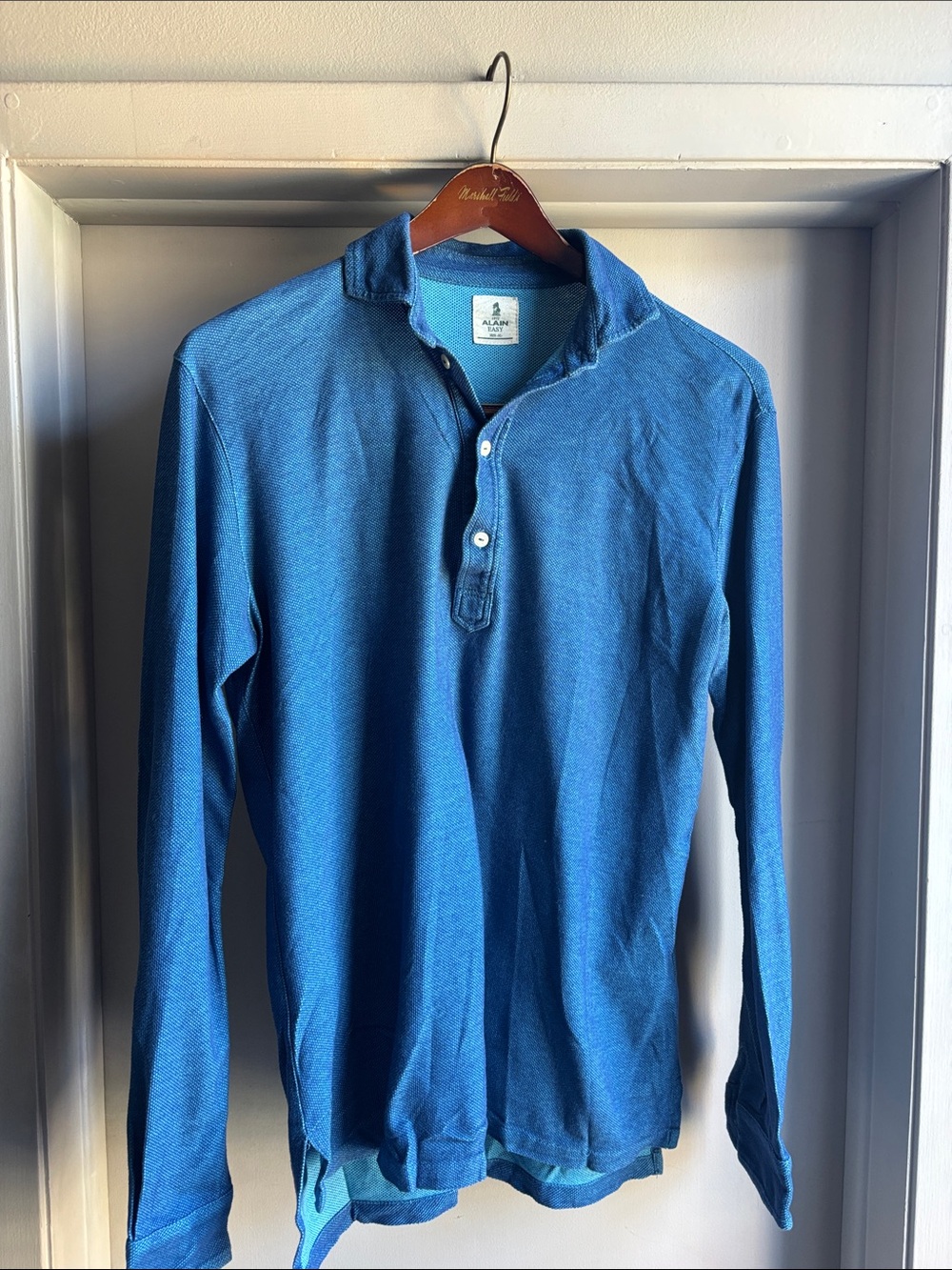 Alain Men’s Long-Sleeve Blue Polo